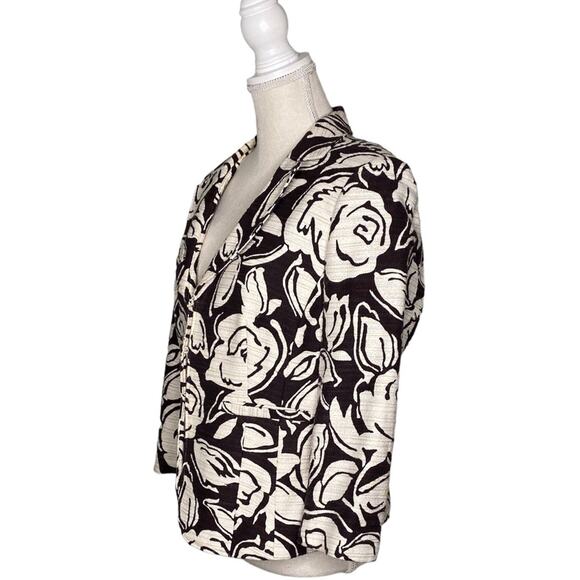 Talbots Brown Floral Linen Blend Blazer 12 - Picture 3 of 7